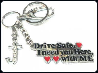 Meeko.com Alphabet J Letter with drive safe and hook-A Key Chain