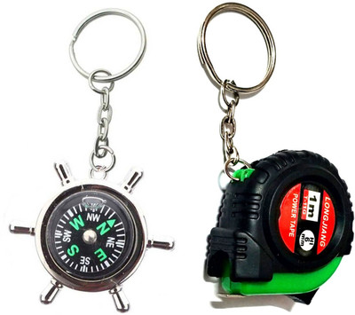 ShopTop 1 meter measuring tape key chain with Green metal compass keyring Key Chain