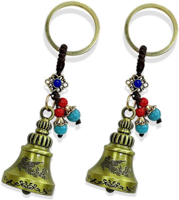 AMANVANI Guardian Bell Keychain Beaded Charm Metal Keyring For Blessings Good Luck 2Pcs Key Chain