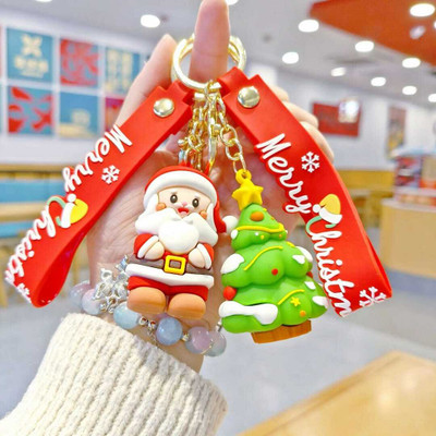 AMANVANI Merry Christmas Decorations 3D Keychain with Strap New Year Gift Return Gift Key Chain