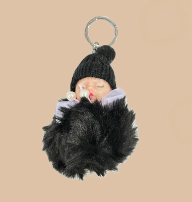 SHRI JI Cute Sleeping Baby Doll Keychain Keyring BLACK Key Chain