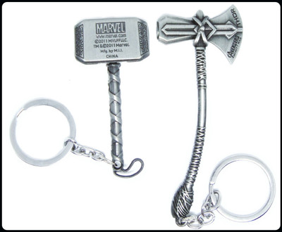 gtrp Keychain-Marvel Thor hammer and silver stormbreaker axe Key Chain Key Chain