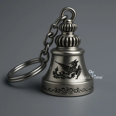 GT Gala Time Vintage Silver Ghanti Keyfob Accessory Kid Women Men Bike Bag Girl Boy Teen Gift Key Chain