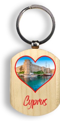 Regalocasila Beautiful Eye Catching Souvenir Tourism Natural Wooden Cyprus Keyring Key Chain