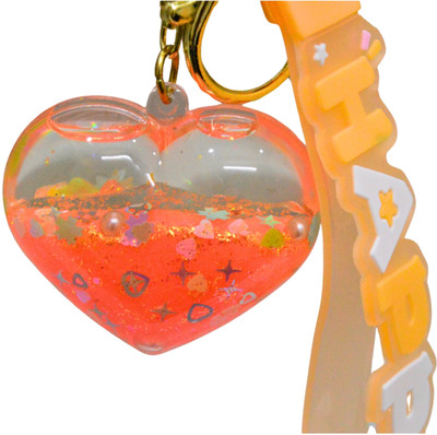 Nivu Cute Heart Design - Water Glitter Keychain for Girls with Decorative Strap Key Chain