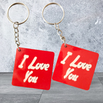 dk printing N-I love you printed cute woodan combo keychain for lover Key Chain