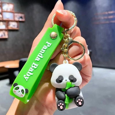 POSXOTRADERS Panda Green Keychain cute cartoon anime keychains Pack of 1 Key Chain