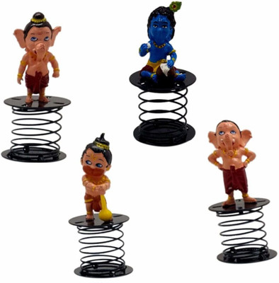 BLESSINGS Set Of 4 Krishna Hanuman Ganesha Fun Spring Key Chain