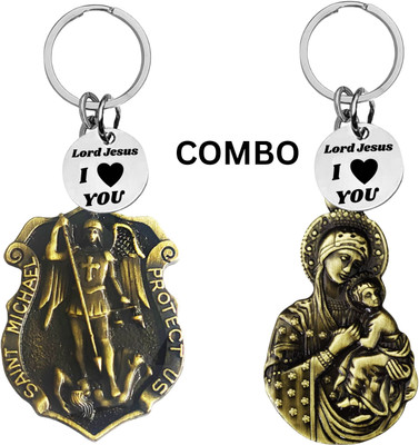 The Men Gift Double-Sided Saint Michael Keychain – Jesus Christ Key Ring Medal Com645-639 Key Chain