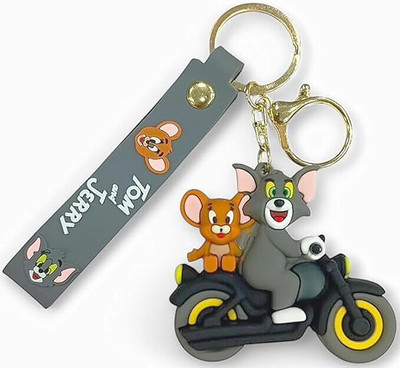 posxo Tom & Jerry on Bike Silicone Keychain Cartoon Keychain (1 PCS) Key Chain