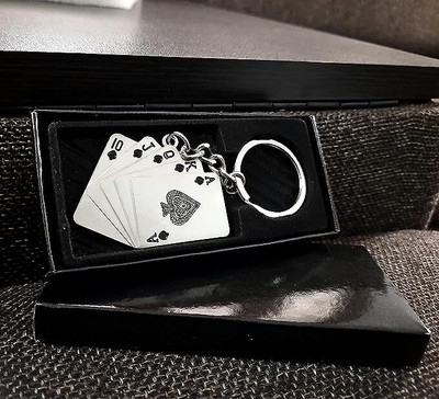 GKM Playing Cards Poker Cards Metal Keychain Keyring Key Ring Key Chain Key Chain