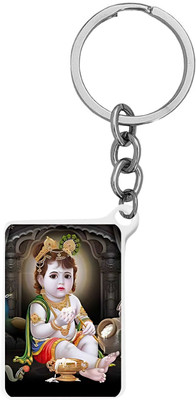 M Men Style Religious Lord Shri Krishna(Baby Krishna) Keyring Keychain White SKey2025227 Key Chain