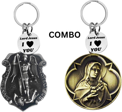 The Men Gift Double-Sided Saint Michael Keychain – Mother Merry Key Ring Medal Com646-627 Key Chain
