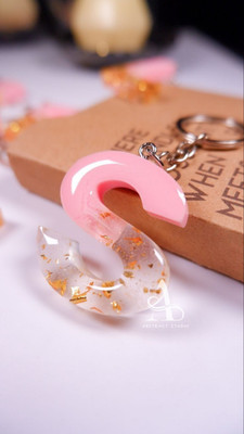 SnipNclip Crafts S Letter Pink and White Keychain Key Chain