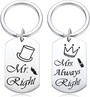 Fashioncreet Mr. Right & Mrs. Always Right Stainless Steel Couple Keychain Set Key Chain