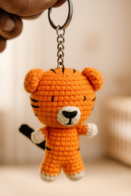 MynaMo Handmade Crochet Tiger - 10 cm (Orange) Key Chain