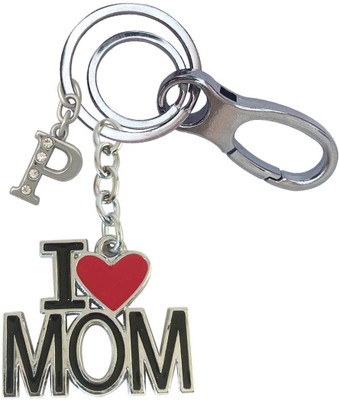SHOKY LOOKS Metal Metallic Unique I Love Mom With P Letter Locking Lock Key Chain