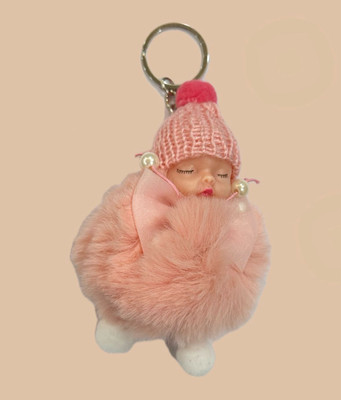 SHRI JI Cute Sleeping Baby Doll Keychain PEACH Key Chain