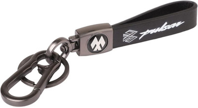 SHRI JI Classic Leather Pulsar Logo Keychain with hook Key Chain