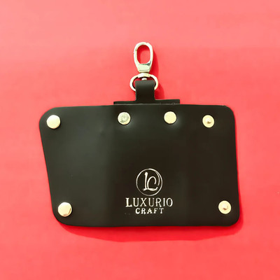 LUXURIO CRAFT Black Leather Folded Design Multi Keychain – Elegant & Durable Key Chain