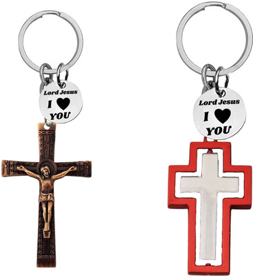 M Men Style Jesus Cross & Silver Hollow Cross Keychains SKeyCom665-678 Key Chain