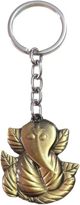 PEARLISH High Quality Solid Metal Ganesh Ji keychain (Golden) Key Chain