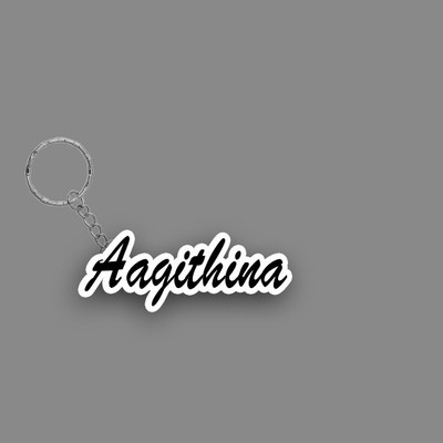 SY Gifts SYG Aagithina Name Keychain White And Black Key Chain