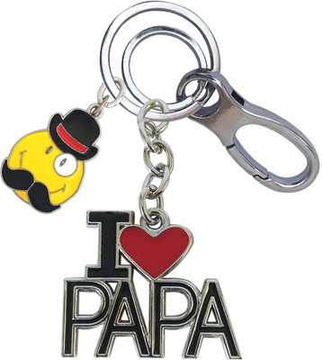 SHOKY LOOKS Premium Quality I Love Papa With Smiley Face Locking Lock Key Chain