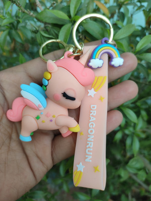 Niztech Pink Unicorn Strap Keychain Keyrings Creative Cool Cute Key Chain