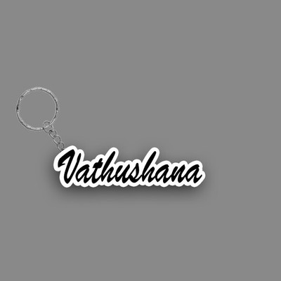 SY Gifts SYG Vathushana Name Keychain White And Black Key Chain