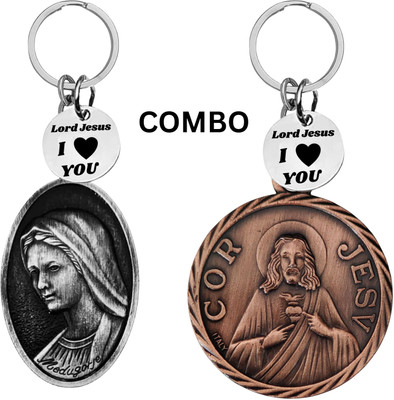 M Men Style Double Sided Jesus & Mary Keychain Religious Key Ring Catholic Gift Com643-623 Key Chain