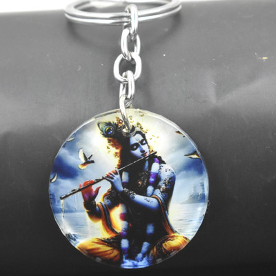 Abhiora Fashion Lord Krishna flute Playing Acrylic Keychain for Car Bike Home Office Key Chain