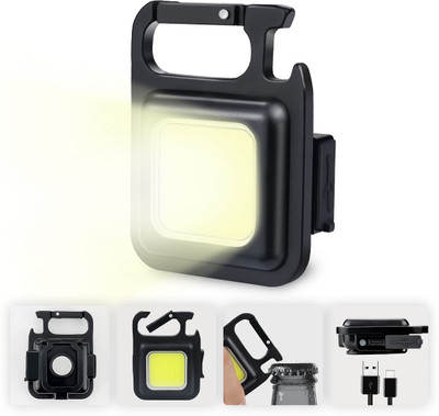 JHWOQU Small LED Flashlight COB Rechargeable Keychain Mini Flashlight 4 Light Modes Key Chain