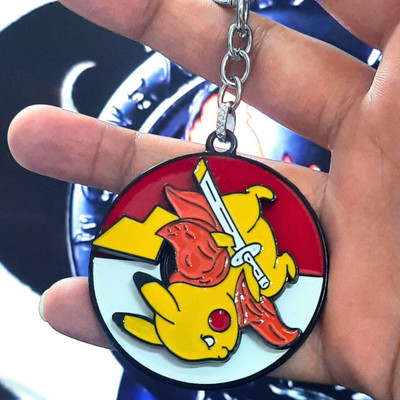 Vipanih Pokemon Theme Pikachu Design, 360 Degrees Rotating/ Spinning, Metal Key Chain