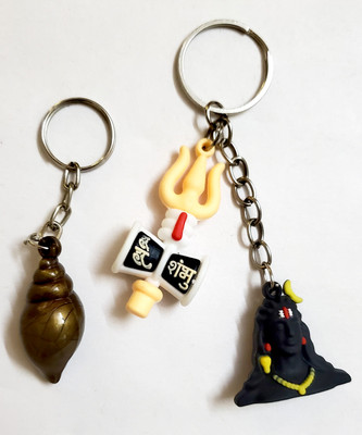 ShopTalk Shankh with Trishul Om Damru adiyogi Key Chain