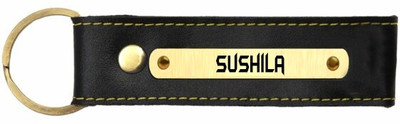 SY Gifts Sushila Name Black Leather Keychain Key Chain
