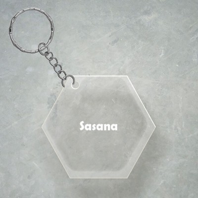 SY Gifts Sasana Name Hexagon Keychain Key Chain