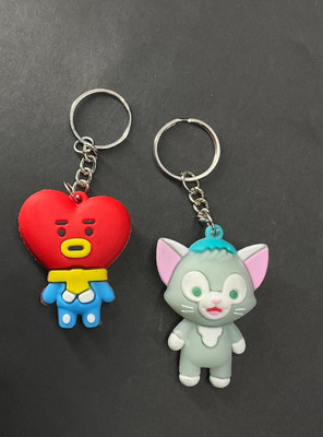sky enterprises BT21 AND CAT Silicone pack 2 keyring Key Chain
