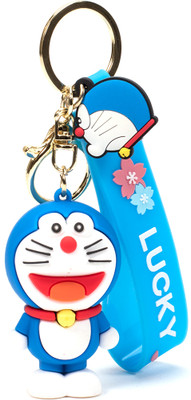 WHITE POPCORN World Famous Cartoon Doremon Silicon 3D Keychain Key Chain