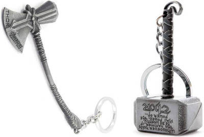 Mistazzo Silver Thor Axe-Hammer & Mjolnir- Hammer Stormbreaker Key Case (Set Of 2) Key Chain