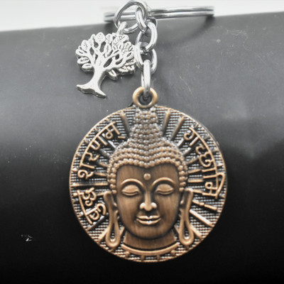 AFH Buddham Saranam Gacchami Tree of Life Metal Copper Keychain for Car Bike Home Key Chain