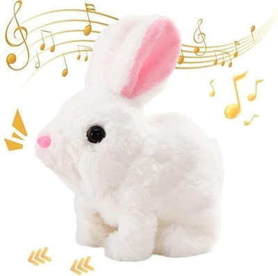 Bitline Bunny Toy with Sounds Jumping Rabbit moving Ears Mouth Educational Toy  - 7 cm(White)