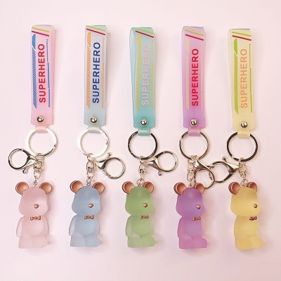 SRG Crystal Teddy Bear shaped Keychain with Hook Pack of 5 Key Chain