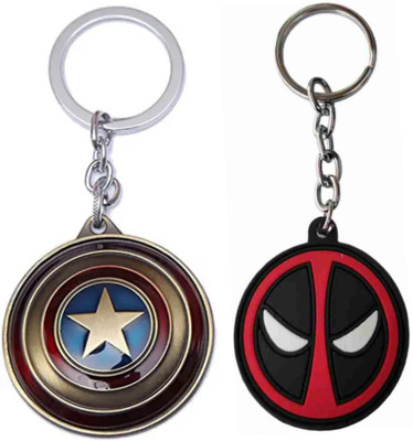Jainsburys Combo of Captain America Rotating & Deadpool keychain Key Chain
