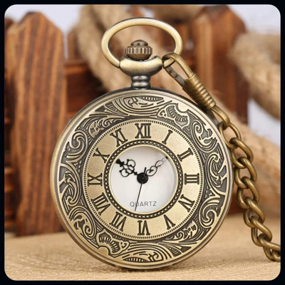 gtrp Roman Number Premium Retro Vintage Classic Design Bronze Pocket Watch-A Key Chain