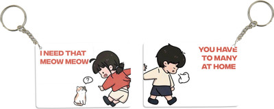 Special Trend Hub One Wants More, One Says No Printed Keychain Pack of 2 Key Chain