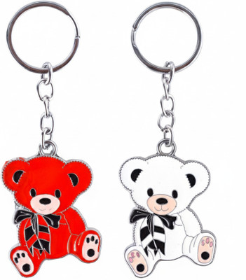 twilight shine Cute White and Red Teddy Bear Key Chain