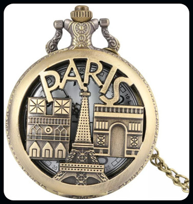 gtrp Keychain-Vintage Pocket Watch Souvenir Paris Eiffel Tower Key Chain