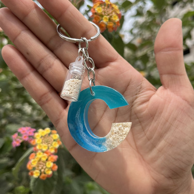 UniQ Creation Ocean Desin Resin Alphabet Keychain C Key Chain