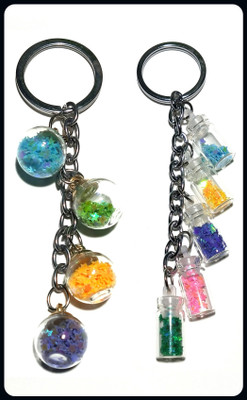 Meeko.com Colorized Shining Star Drifting Bottle Keychain-A Key Chain